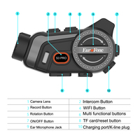 Interphone Moto pour 6 Motocyclistes avec Enregistreur Vidéo Wi-Fi et Intercom Sans Fil pour Casque de Moto avec Caméra