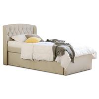 Tête de lit capitonnée en tissu de lin de bonne qualité avec lits gigognes pliants, taille double pour enfants
