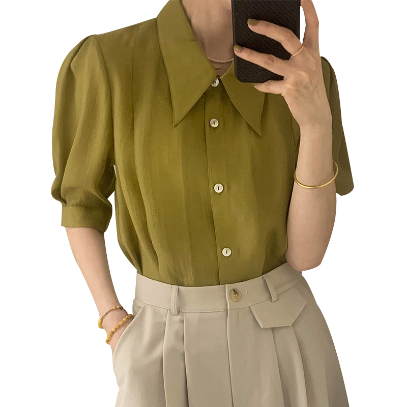 camisa color mostaza mujer