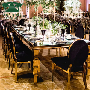 Hôtel Fête en plein air Restaurant Tables de mariage en acier inoxydable doré Moderne de luxe - Product Image 3