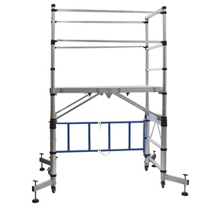 Échafaudage mobile télescopique en aluminium de style industriel Deliladder avec roues, plateforme d'échafaudage pratique pour la construction - Product Image 6