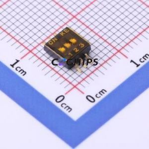 DSHP03TSGER DIP Switch SMD-6P,5.4x5.4mm Switch Single Pole Single Throw 3 1.27mm 25mA - Product Image 1