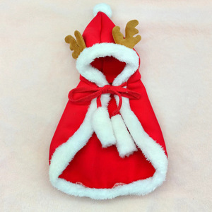 Venta al por mayor de ropa navideña de poliéster para mascotas, capa de alce, disfraz de lana para perros y gatos, sombrero, atuendo festivo OEM para todas las estaciones - Product Image 3