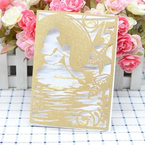 15 ans <span class=keywords><strong>anniversaire</strong></span> quinceanera paillettes papier laser coupe sirène invitations - Product Image 6