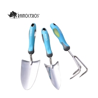 OEM/ODM Ensemble d'outils de jardinage personnalisés en acier inoxydable poli miroir pour la maison et le jardin, comprenant une truelle, un transplanteur et un râteau, mini-outils pour plantes
