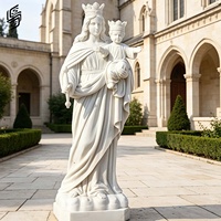 Sculpture de la Vierge Marie avec l'Enfant Jésus en marbre blanc sculpté à la main, taille réelle, pour la décoration extérieure des églises et des jardins