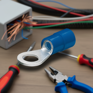 Terminales Aislados con Ojal, 100 Unidades Cada Uno, Color Azul, Para Conexión de Cableado Eléctrico - Product Image 3