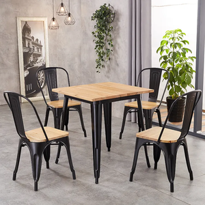 Economico classico 2 posti moderno gambe in metallo bordo in <span class=keywords><strong>legno</strong></span> di <span class=keywords><strong>olmo</strong></span> ristorante di lusso rivestimento in polvere <span class=keywords><strong>tavolo</strong></span> da pranzo Set/<span class=keywords><strong>tavolo</strong></span> da pranzo e sedia - Product Image 3
