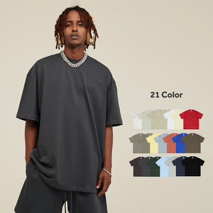 Camiseta Personalizada de Alta Calidad para Hombre 100% Algodón de 305G de Alto Gramaje Estilo Urbano Cuello Redondo Talla Grande Hombros Caídos Lisa sin Estampado - Product Image 3