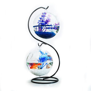 <span class=keywords><strong>Boule</strong></span> suspendue en <span class=keywords><strong>verre</strong></span> pour plantes aquatiques, mini sphère, aquarium avec support en fer, décoration - Product Image 1