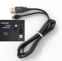 Kabel Data USB untuk Pengontrol PS4 Kabel Pengisi Daya 1.5m untuk PlayStation 3 4 Kabel Catu Daya Aksesori Konsol Game