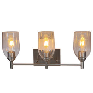 Tocador de baño con acabado de níquel cepillado de 3 litros con vidrio transparente alargado Lámpara decorativa de hotel de dormitorio de diseño de estilo moderno de lujo - Product Image 5