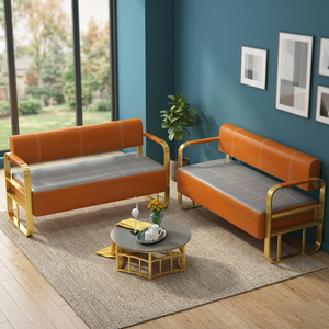 Stainless Steel Salon Waiting <b>Sofa</b> Bench Portable Modern Design for Beauty Salon and Mall - Product Image 5