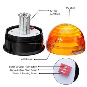 Lampe de signalisation rotative à LED ambre à profil bas, magnétique, avec fonction stroboscopique - Product Image 4