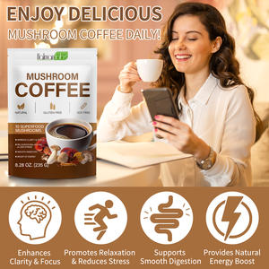 Café de hongos Reishi orgánico al por mayor de alta calidad, mezcla de hongos instantáneos, polvo de café con melena de León para enfoque energético - Product Image 3