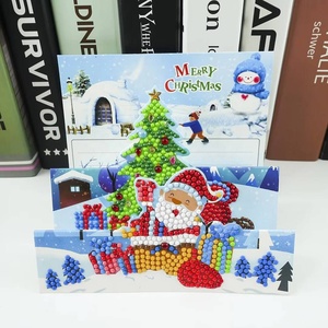 Kit de 8 cartes de vœux de Noël à peindre au diamant 5D, avec forets ronds, en papier, pour l'art DIY - Product Image 4
