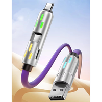 Nueva tendencia personalización Multi cargador rápido aleación de aluminio 1M silicona USB carga datos USB Cable 240W 4 en 1 para teléfono 16