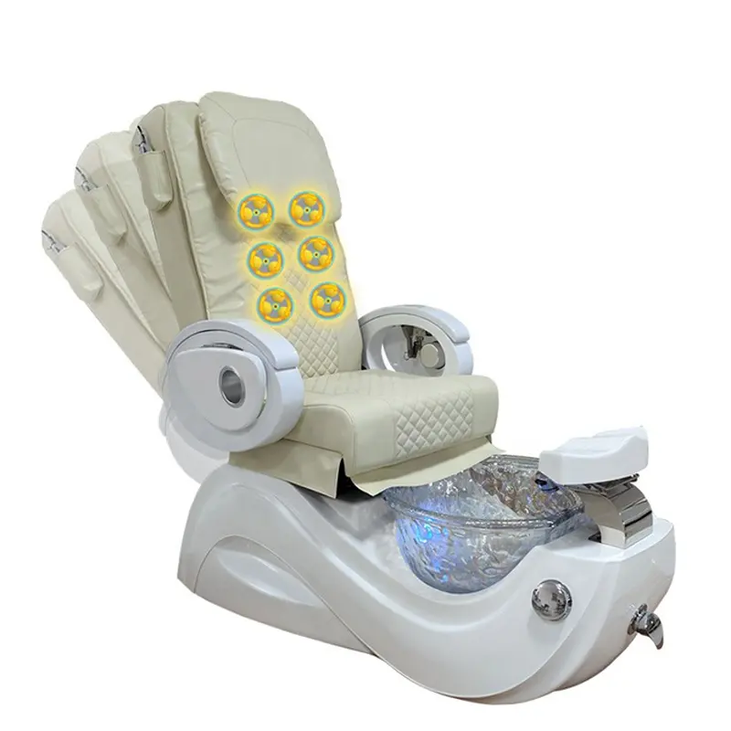 Muebles de salón de uñas Baño de pies eléctrico multifuncional Sofá de pedicura Silla de masaje de pies con tazón