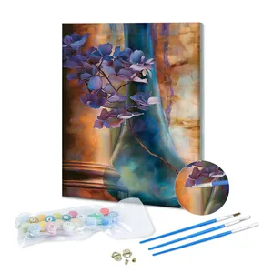 Popular Um buquê de flores digital pintura a óleo artesanato kits série de flores pintura acrílica por números pinturas paredes