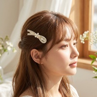 Barrette à cheveux pour filles, style 'Sweet Girls', avec perles, strass, en alliage, type bec de canard, fleurs d'opale, pour frange et cheveux latéraux