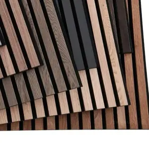 wooden slat acoustic wall panel soundproof wall panels sound absorbing Polyester akupanel