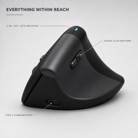 Mouse Nirkabel Dual Mode 2.4G Custom, Senyap, Dapat Diisi Ulang, Vertikal Ergonomis untuk Kantor, Laptop, Tablet, PC