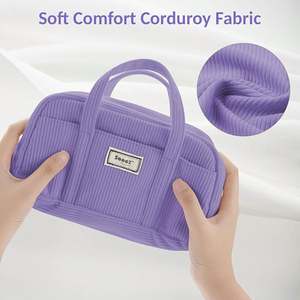 Extra Large Soft Corduroy Pencil <b>Bag</b> 5 <b>Compartments</b> and Wide Opening Geometric Pattern Organizer With Zipper - Product Image 3
