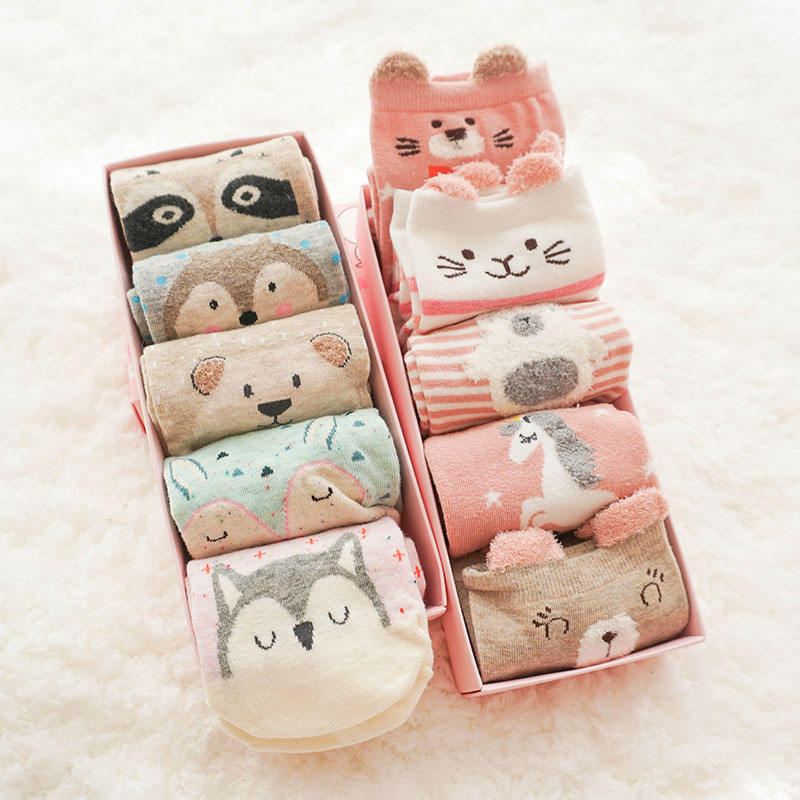 Factory Direct Wholesale Female's Autumn and Winter Socks New Korean Cartoon Socks Japanese Cute Low-cut Boat Socks