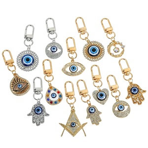 Porte-clés créatif en alliage Devil's Alloy, œil bleu en forme de cœur, style ethnique asymétrique, technique d'émail coulant - Product Image 1