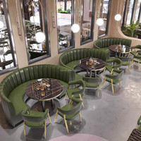 Ensemble de mobilier moderne en cuir pour restaurant, banc en forme de U, chaise de table pour école, parc, hôtel, café, bistro