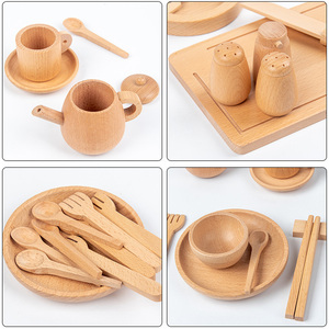 Commiki Sồi Bộ Đồ Ăn Đặt Trà Bằng Gỗ Đặt Cho Trẻ Em Nhà Bếp Nồi Đặt Nhà Bếp Đồ Chơi Nhà Bếp Bằng Gỗ Cho Trẻ Em - Product Image 4