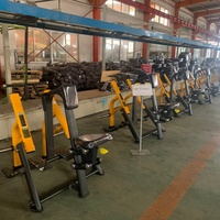 Máquina de remo vertical comercial de acero con asiento, equipo de gimnasio con carga de placas para entrenamiento de fuerza de espalda
