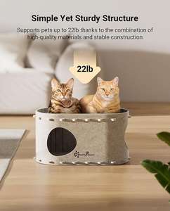 Casa para gatos de fieltro de lujo con DISEÑO DE DOBLE CAPA | Cama de condominio plegable para gatos para mascotas de interior - Product Image 3