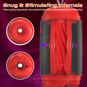 전기 프레스 인터랙티브 어댑티브 센싱 핑거 소프트 항공기 컵 더블 헤드 구강 성교 항문 성교 트레이너 스퀴즈 마스터베이터 - Product Image 4