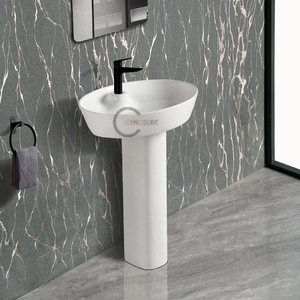 New Style Floor-Standing Ceramic Bathroom Wash <b>Basin</b> Modern Oval Washbasin with Overflow for Bathroom Vanity - Product Image 4