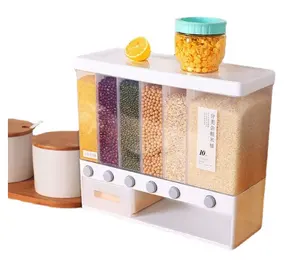 fashion 10L High quality Tabletop plastic dry food cereal rice dispenser kitchen food storage box for kitchen