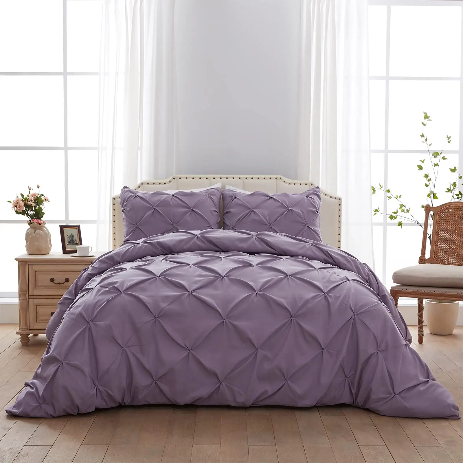 Cotton Yuchun BSCI Factory Purple 2 Pieces Duvet Covers Sabanas Soft Microfiber Luxury Double Duvet Cover Egyptian Cotton Sheets