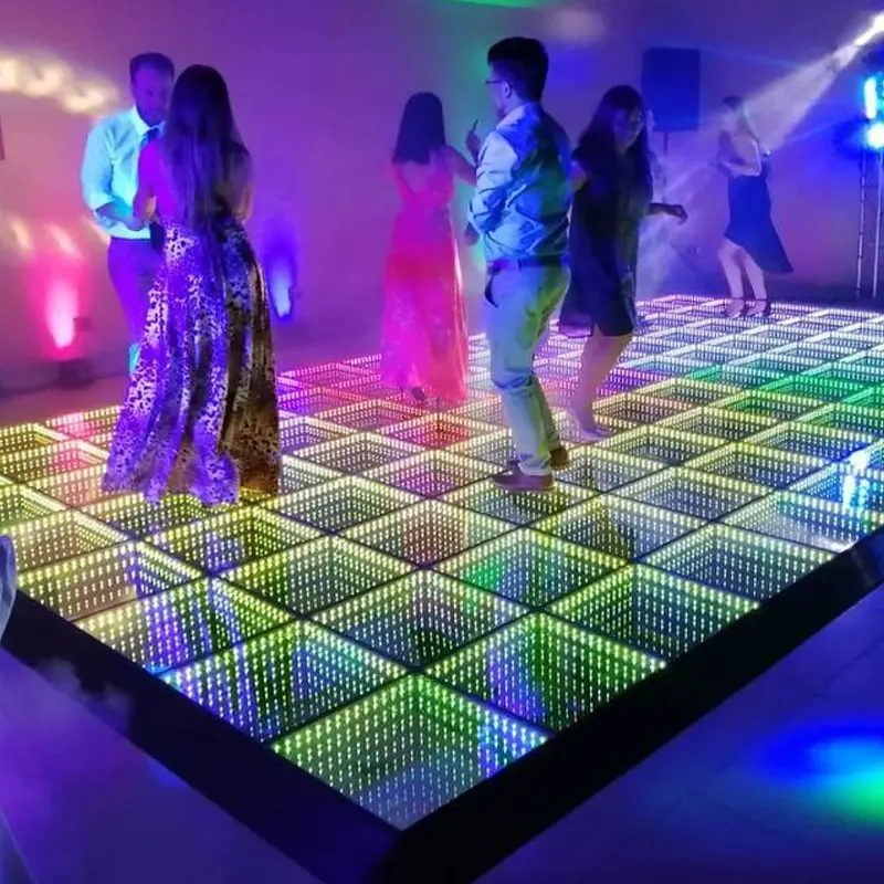 Lighted Tempered Glass Magnetic Infinity Mirror Panel 3d Effect LED Dance Floor for Wedding Party