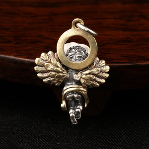 S925 ciondolo in argento piccolo angelo per le donne e gli uomini con Vintage simpatiche ragazze alla moda placcatura in oro amore guardiano da cupido - Product Image 3