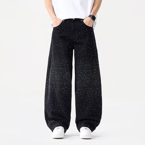 Jean droit tendance à strass en forme d'étoile, style rétro décontracté coréen - Product Image 1