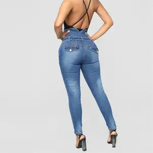 High Waist Straight Jeans For Women Multiple Buttons High Stretch Denim Pants Skinny Fashion Women Jeans