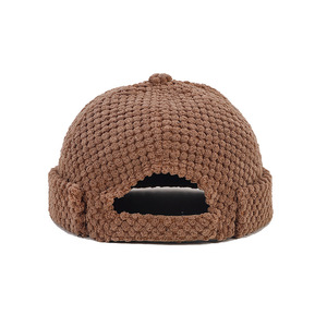 Casquette Docker Vintage en Velours Côtelé, sans Visière, Épaisse, Unie, Style Landlord, pour Hommes et Femmes, <span class=keywords><strong>Bonnet</strong></span> Rétro à Calotte Ronde, Bonnets à Revers Roulé - Product Image 5