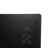 Calentador Eléctrico de Panel de Vidrio con Control Táctil, Pantalla LED, Temporizador de 24H, Bloqueo para Niños, Control por Aplicación Inteligente, Calentador de Espacio con Ruedas
