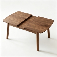 Ensemble de table à manger rectangulaire extensible en noyer avec chaises en bois à dossier creux et extension coulissante