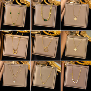Collier long superposé en acier inoxydable plaqué or avec pendentif étoile animale et <span class=keywords><strong>perle</strong></span>, vente en gros d'usine pour femmes - Product Image 2