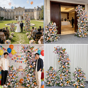 Arco Floral Realista de Seda Mixta Naranja y Lavanda, Decoración Moderna Hecha a Mano para Jardín, Boda, Regreso a Clases - Product Image 2