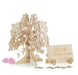 Unique <strong>Wedding</strong> Guest <strong>Book</strong> Alternative Rustic Guest <strong>Registry</strong> Wood Tree Frame Drop Box Guest <strong>Books</strong> with 50pcs Wooden Hearts - Product Image 1