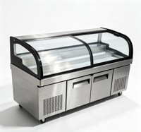 Vitrine Réfrigérée Commerciale en Acier Inoxydable en Forme d'Arc pour Fruits de Mer, Charcuterie, Supermarché, Buffet
