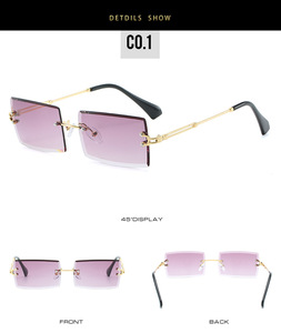 Pequeño cuadrado Rectangular borde sin montura gafas de <span class=keywords><strong>sol</strong></span> de las mujeres de la moda <span class=keywords><strong>al</strong></span> por mayor de UV400 el <span class=keywords><strong>sol</strong></span> gafas Mujer - Product Image 5