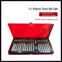 Jeu de 40 embouts Torx en acier au chrome-vanadium, coffret rigide, outils pour réparation automobile et travaux manuels, Powerlift TS049